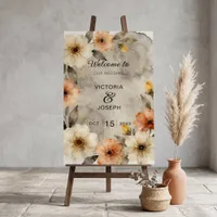 Moody Terracotta Watercolor Floral Wedding Welcome Foam Board