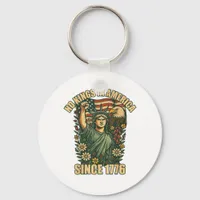No Kings In America Statue Of Justice For Immigran Keychain