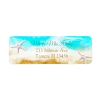 Ocean Waves and Sandy Beach Label