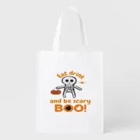Eat Drink And Be Scary Funny Spooky  Grocery Bag