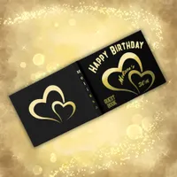 Modern Gold Foil Birthday on Black Rec Monogram | Foil Guest Book