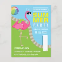 Cool Pink Flamingo Summer Pool Birthday Party Postcard
