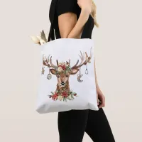 Rustic Christmas Reindeer Antler Ornaments Tote Bag