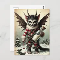 Christmas Krampus Kitty With Milk Bottle  Postcard