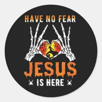 Jesus Is Heart Skeleton Hand Minimal Design Classic Round Sticker