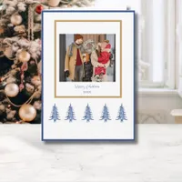 Blue Pagoda Christmas Trees 1-Photo  Card