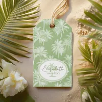 Hawaiian Palm Tree Silhouette Pattern Green ID1093 Gift Tags