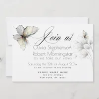 Elegant Butterfly and Dandelion Puff Pastels Ink  Invitation