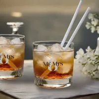 Decorative Modern Wedding Mr & Mrs ID887 Whiskey Glass