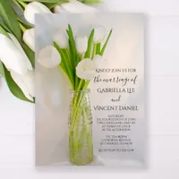 White Tulips in Milk Bottle Spring Wedding Invitation