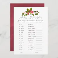 Floral Holly Christmas Bridal Shower Game Invitation