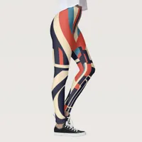 Art Deco Geometric Leggings for 4th of July