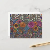 Colorful Hippie People F+ck Ice Protest Art Postcard