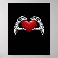 Skeleton Hands Holding A Red Heart Warm Highlight Poster