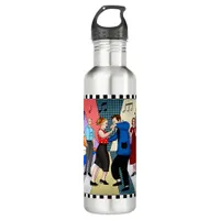 1950's Retro Nostalgic Couple Dancing Stainless Steel Water Bottle