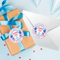 Little Firecracker 4th of July Birthday Thank You  Classic Round Sticker