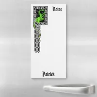 Green Dragon With Celtic Border Personalized Magnetic Notepad