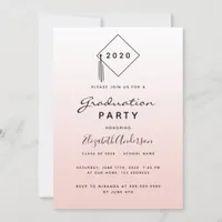 Graduation party blush rose gold topper invitation