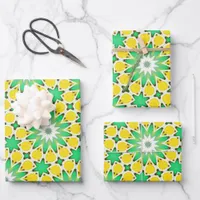 Green and Yellow Star Abstract Wrapping Paper Sheets