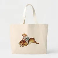 Vintage Child Rides Bunny Rabbit Large Tote Bag