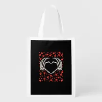 Skeleton Hand Red Heart Birthday Valentines Day Grocery Bag