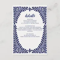 Mexican Navy Blue Talavera Wedding Enclosure Card