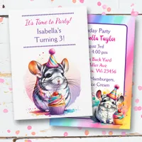 Cute Chinchilla Themed Girl's Birthday Party Invitation