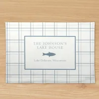 Classic Customizable Plaid Lake House Blue Fish Cloth Placemat