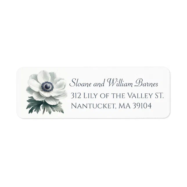 Elegant Anenome Flower Return Address Label