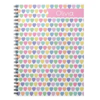 Pastel Hearts Monogramed Valentine Notebook