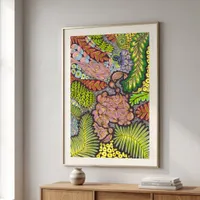Psychedelic Maximalist Boho Abstract Botanical Poster