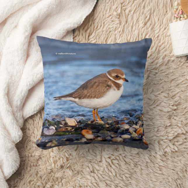 Semipalmated Plover Shorebird at the Beach Throw Pillow