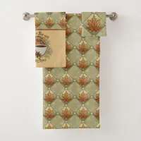 Pumpkin Spice is Nice with Autumn Leaves Pattern  Bath Towel Set