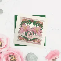 Pink Lily-Flower Meaning Friendship Vintage-Style Invitation