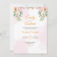 Pastel Daisy Elegant Floral Watercolor Wedding Invitation