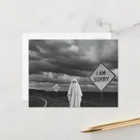 Sad Ghost on Side of Road Forgive Me Postcard