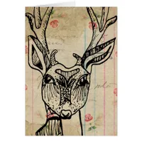 Deer and Vintage Floral Ledger Paper All Occasions