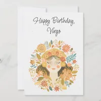 Virgo Maiden Zodiac Boho Birthday Flat Card