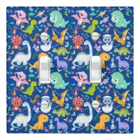 Cute Dinosaur Pattern on Blue | Light Switch Cover