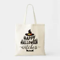 Happy Halloween Witches Typography Halloween Tote Bag