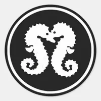 Black and White Seahorses Kissing Sticker