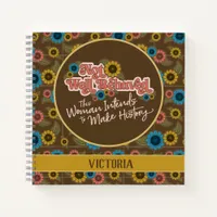 Women's Empowerment Retro Hippie Floral Yellow Notebook