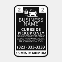 Curbside Pickup Parking Only w/ Space Number Black Metal Sign