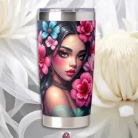 Beautiful Hispanic Anime Woman Insulated Tumbler