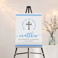 Blue Baptism Christening Naming Cross Glitter Foam Board