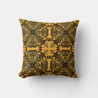 Vintage Antique Ornate Gold Damask Pattern  Throw Pillow