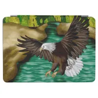 Bald Eagle Flying Over River and Mountains iPad Air Cover