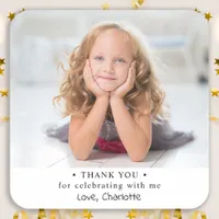 Thank You Custom Photo Simple Happy Birthday  Square Sticker