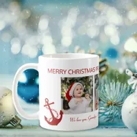 Merry Christmas Grandpa Nautical 4 Photo Collage Coffee Mug