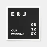 Black Modern Wedding Napkins